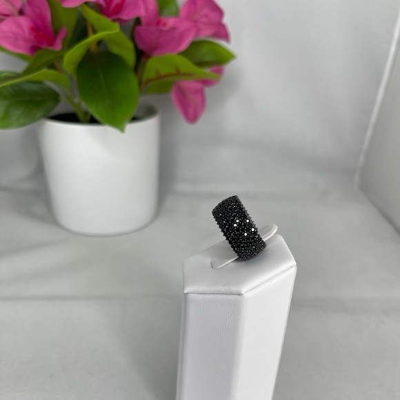 NEW 925 Sterling Silver Wide Band CZ Ring - Unisex Style - Picture 4 of 8